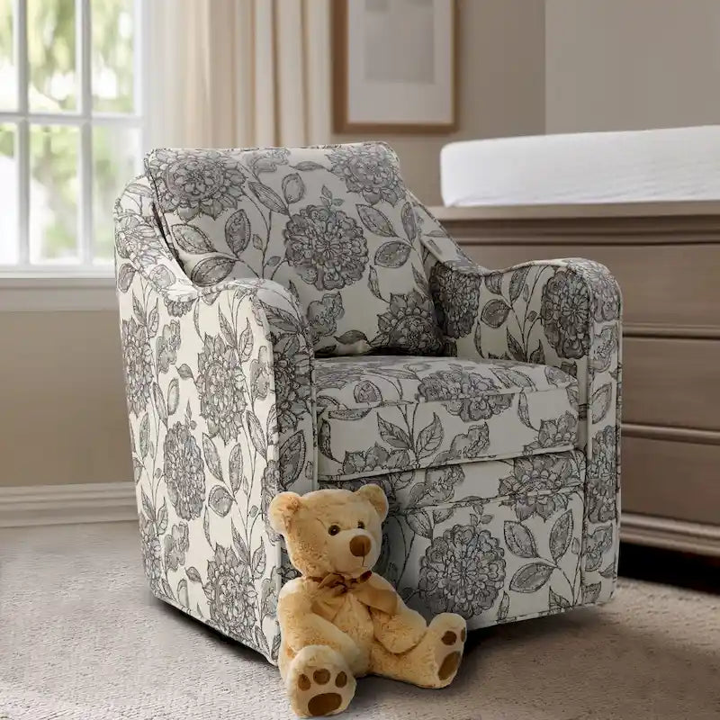 Fauteuil incurvé pivotant à 360° en tissu, 1 place, Multicolore/Bleu marine/Gris/Orange