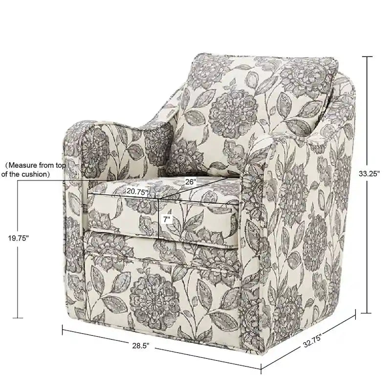 Fauteuil incurvé pivotant à 360° en tissu, 1 place, Multicolore/Bleu marine/Gris/Orange