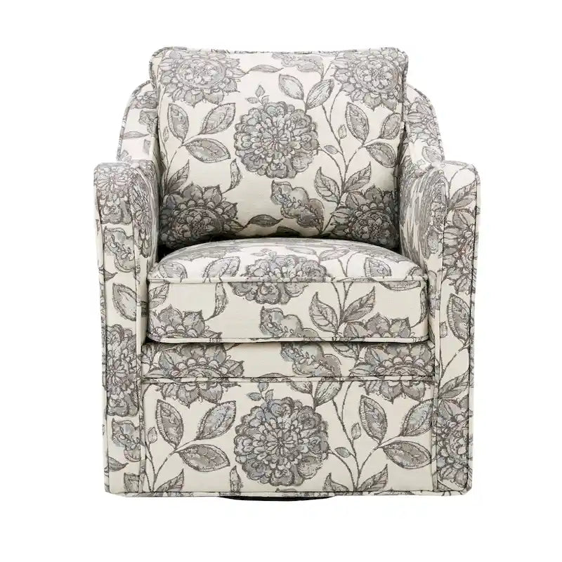 Fauteuil incurvé pivotant à 360° en tissu, 1 place, Multicolore/Bleu marine/Gris/Orange
