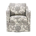 Fauteuil incurvé pivotant à 360° en tissu, 1 place, Multicolore/Bleu marine/Gris/Orange
