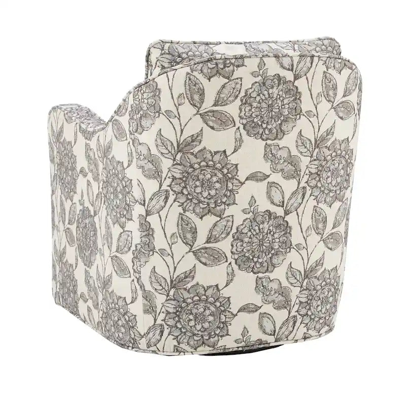 Fauteuil incurvé pivotant à 360° en tissu, 1 place, Multicolore/Bleu marine/Gris/Orange