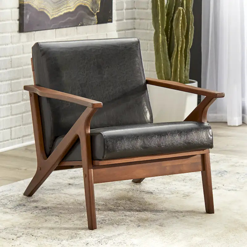 Fauteuil moderne de style Mid-Century marron camel/gris/noir/blanc, 1 personne