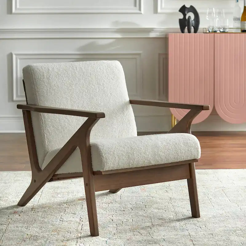 Fauteuil moderne de style Mid-Century marron camel/gris/noir/blanc, 1 personne