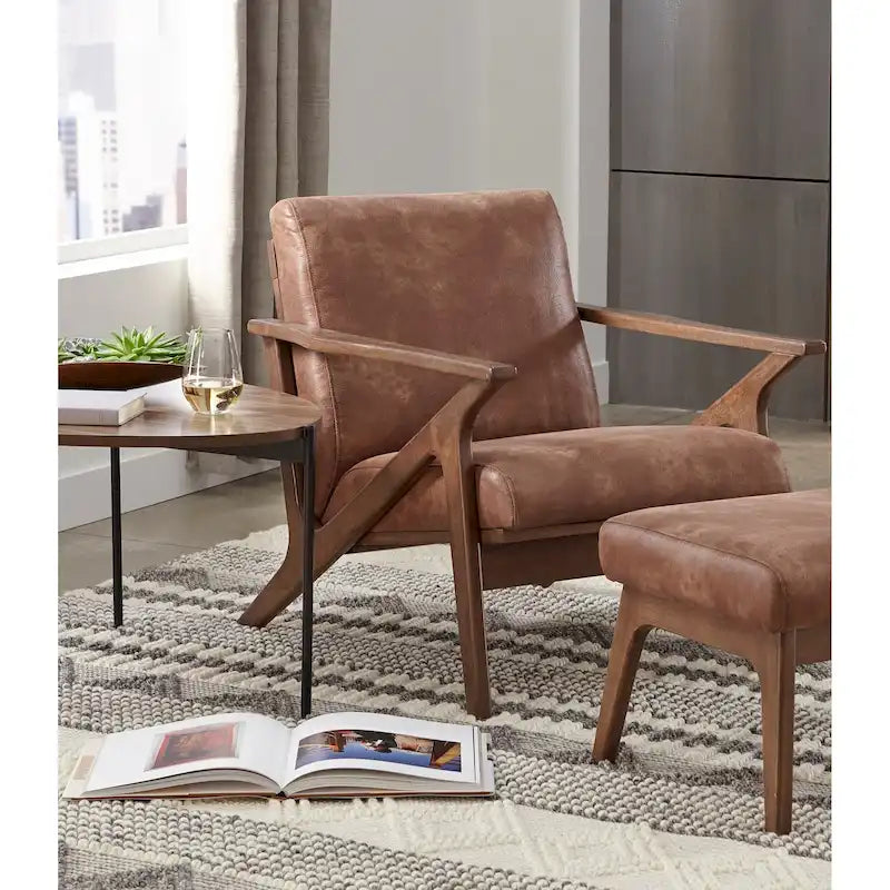 Fauteuil moderne de style Mid-Century marron camel/gris/noir/blanc, 1 personne