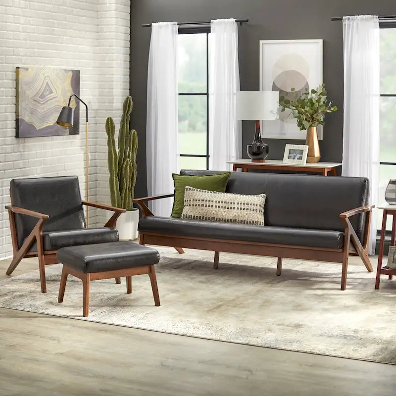 Fauteuil moderne de style Mid-Century marron camel/gris/noir/blanc, 1 personne