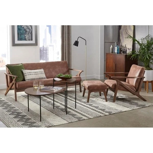 Fauteuil moderne de style Mid-Century marron camel/gris/noir/blanc, 1 personne
