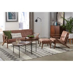 Fauteuil moderne de style Mid-Century marron camel/gris/noir/blanc, 1 personne