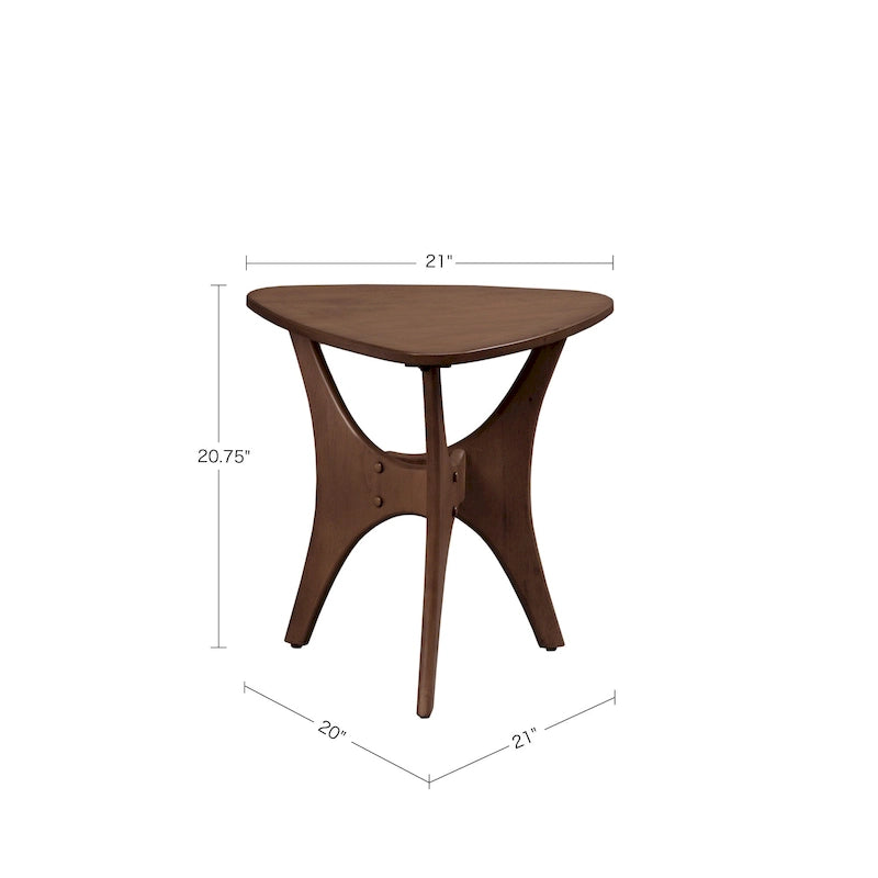 Table d'appoint triangulaire marron/marron clair, pour 1 personne