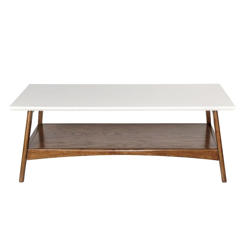 Table basse mi-siècle avec étagère inférieure, Off-White/Pecan/Natural/Black, 1 personne