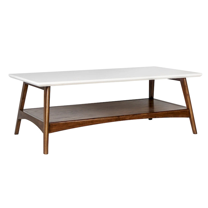 Table basse mi-siècle avec étagère inférieure, Off-White/Pecan/Natural/Black, 1 personne