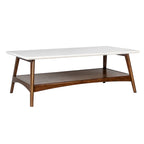 Table basse mi-siècle avec étagère inférieure, Off-White/Pecan/Natural/Black, 1 personne