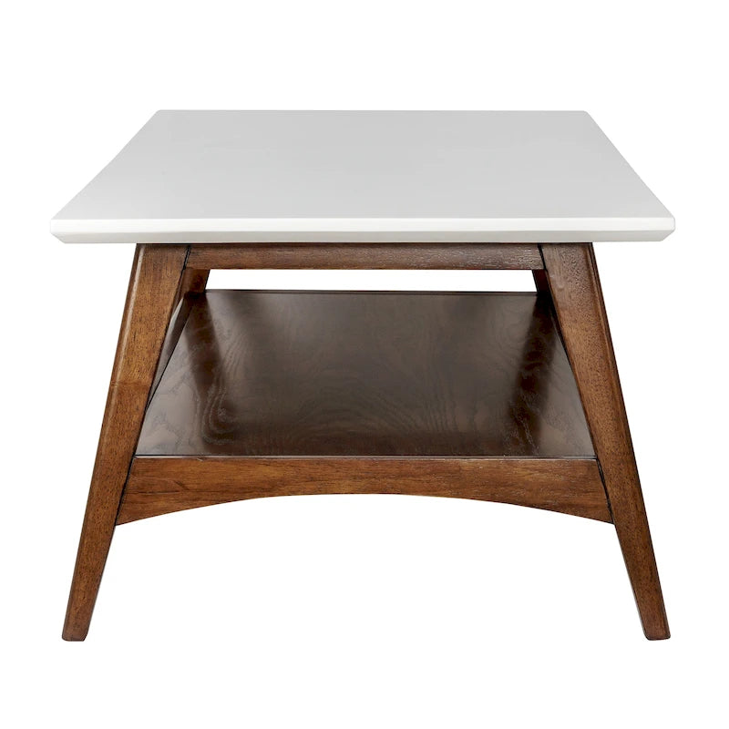 Table basse mi-siècle avec étagère inférieure, Off-White/Pecan/Natural/Black, 1 personne