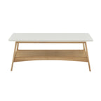 Table basse mi-siècle avec étagère inférieure, Off-White/Pecan/Natural/Black, 1 personne