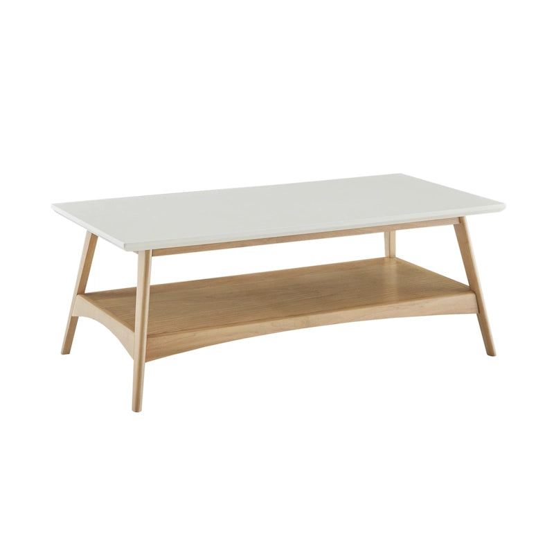 Table basse mi-siècle avec étagère inférieure, Off-White/Pecan/Natural/Black, 1 personne