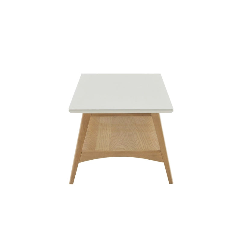 Table basse mi-siècle avec étagère inférieure, Off-White/Pecan/Natural/Black, 1 personne