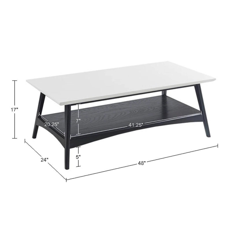 Table basse mi-siècle avec étagère inférieure, Off-White/Pecan/Natural/Black, 1 personne