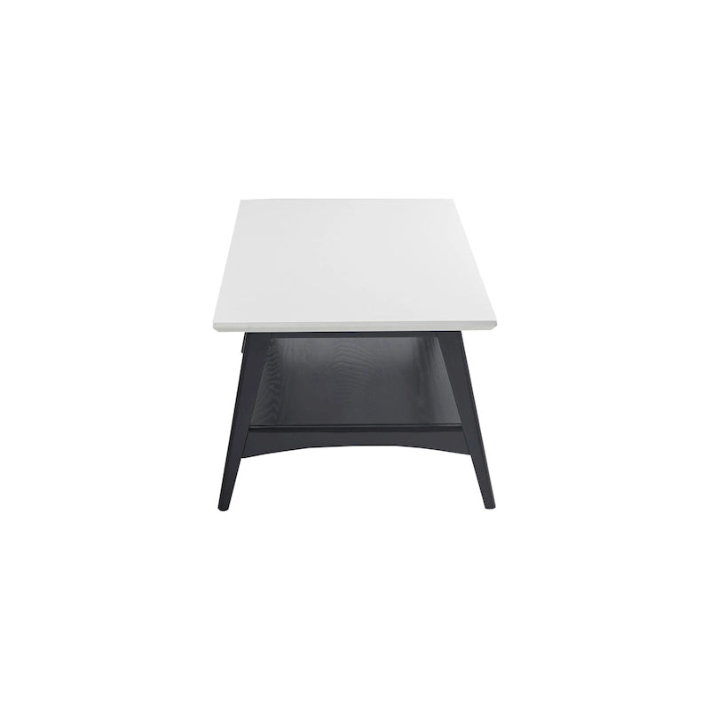 Table basse mi-siècle avec étagère inférieure, Off-White/Pecan/Natural/Black, 1 personne