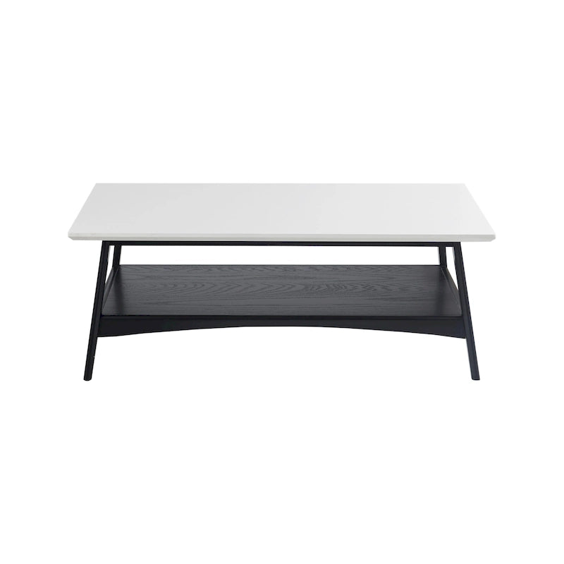 Table basse mi-siècle avec étagère inférieure, Off-White/Pecan/Natural/Black, 1 personne
