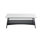 Table basse mi-siècle avec étagère inférieure, Off-White/Pecan/Natural/Black, 1 personne