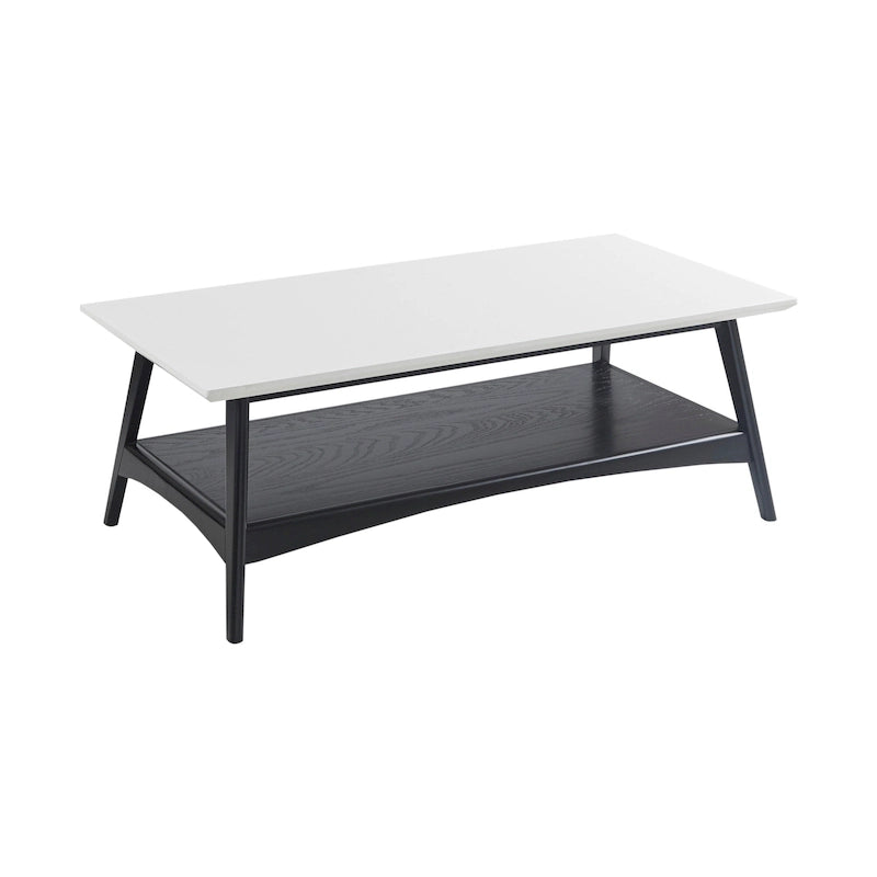Table basse mi-siècle avec étagère inférieure, Off-White/Pecan/Natural/Black, 1 personne