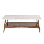 Table basse mi-siècle avec étagère inférieure, Off-White/Pecan/Natural/Black, 1 personne