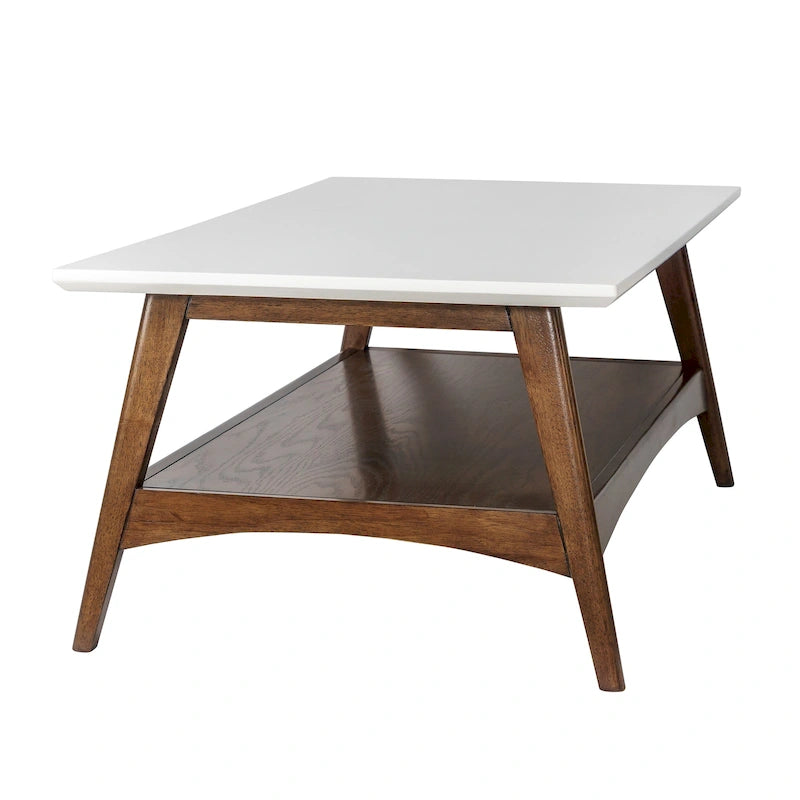 Table basse mi-siècle avec étagère inférieure, Off-White/Pecan/Natural/Black, 1 personne