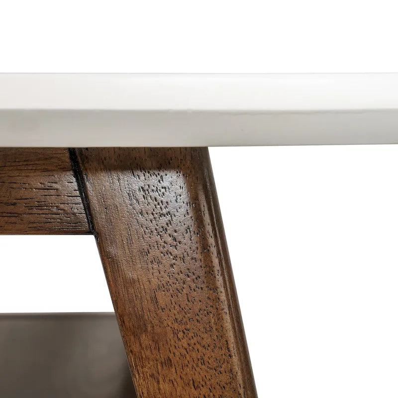 Table basse mi-siècle avec étagère inférieure, Off-White/Pecan/Natural/Black, 1 personne