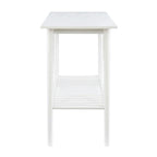 Console d'entrée moderne du milieu du siècle brun/blanc avec pieds évasés en hévéa et étagère inférieure