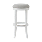 Tabouret de bar pivotant à 360° sans dossier en lin blanc/gris avec cadre en bois dur pour 1 personne
