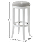 Tabouret de bar pivotant à 360° sans dossier en lin blanc/gris avec cadre en bois dur pour 1 personne