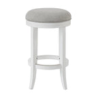 Tabouret de bar pivotant à 360° sans dossier en lin blanc/gris avec cadre en bois dur pour 1 personne