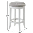 Tabouret de bar pivotant à 360° sans dossier en lin blanc/gris avec cadre en bois dur pour 1 personne