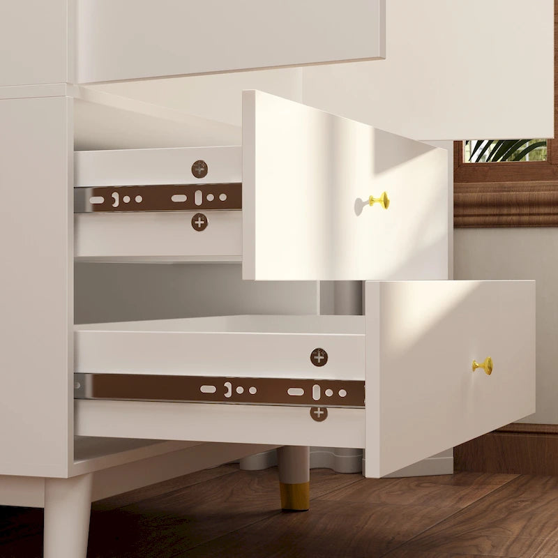 Armoire grise/marron/blanche avec 2 tiroirs et tringle à vêtements, 1 personne