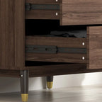 Armoire grise/marron/blanche avec 2 tiroirs et tringle à vêtements, 1 personne