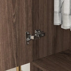 Armoire grise/marron/blanche avec 2 tiroirs et tringle à vêtements, 1 personne