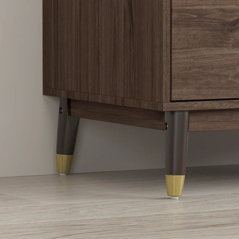 Armoire grise/marron/blanche avec 2 tiroirs et tringle à vêtements, 1 personne