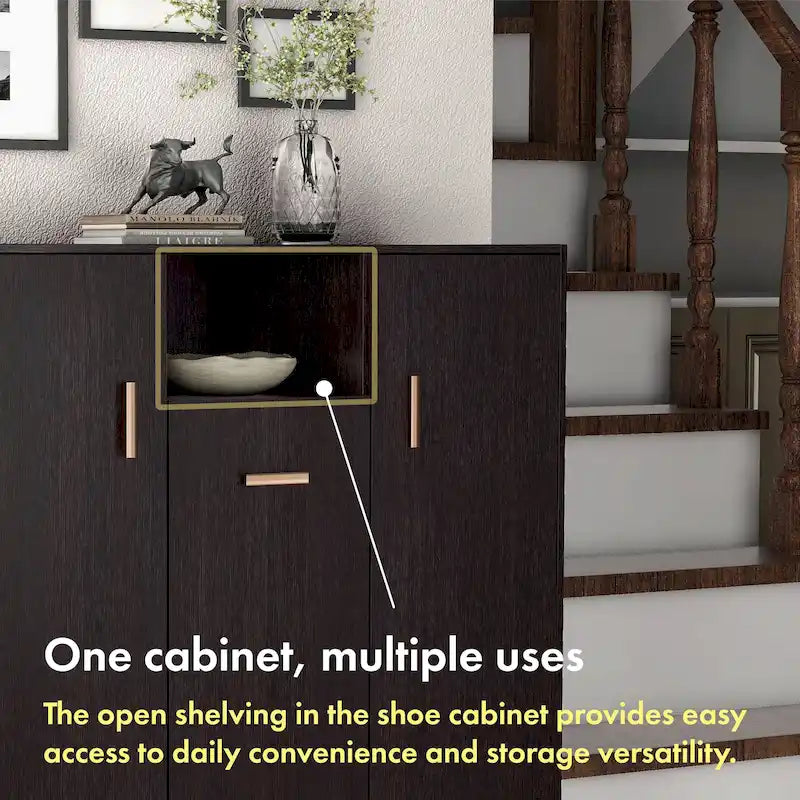 Meuble à chaussures DH BASIC Modern de 32 pouces pour 20 paires, avec étagère réglable et poignée métallique