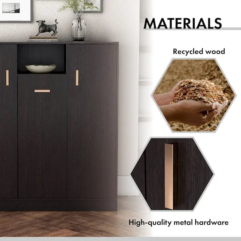 Meuble à chaussures DH BASIC Modern de 32 pouces pour 20 paires, avec étagère réglable et poignée métallique