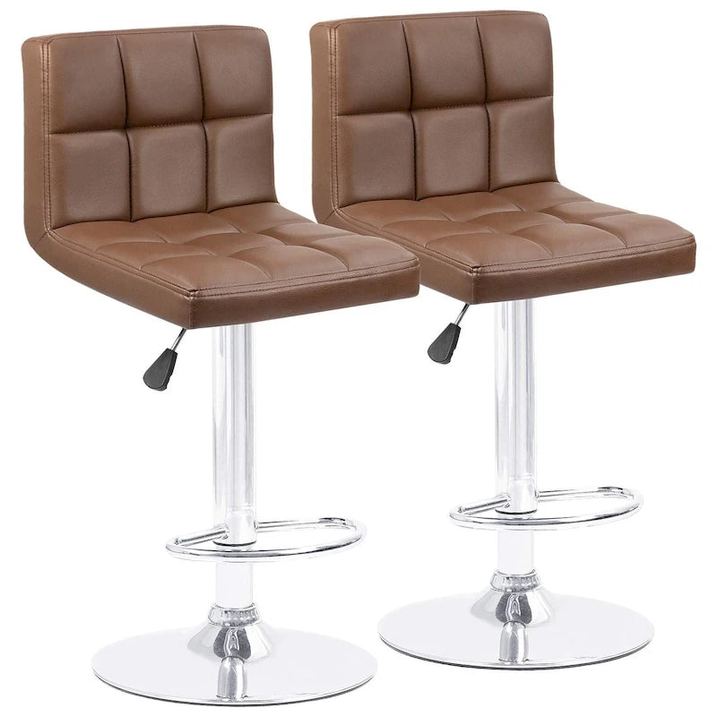 Lot de 2 tabourets de bar pivotants sans accoudoirs réglables en hauteur en cuir PU de plusieurs couleurs