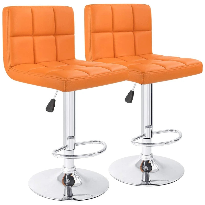 Lot de 2 tabourets de bar pivotants sans accoudoirs réglables en hauteur en cuir PU de plusieurs couleurs