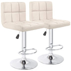 Lot de 2 tabourets de bar pivotants sans accoudoirs réglables en hauteur en cuir PU de plusieurs couleurs