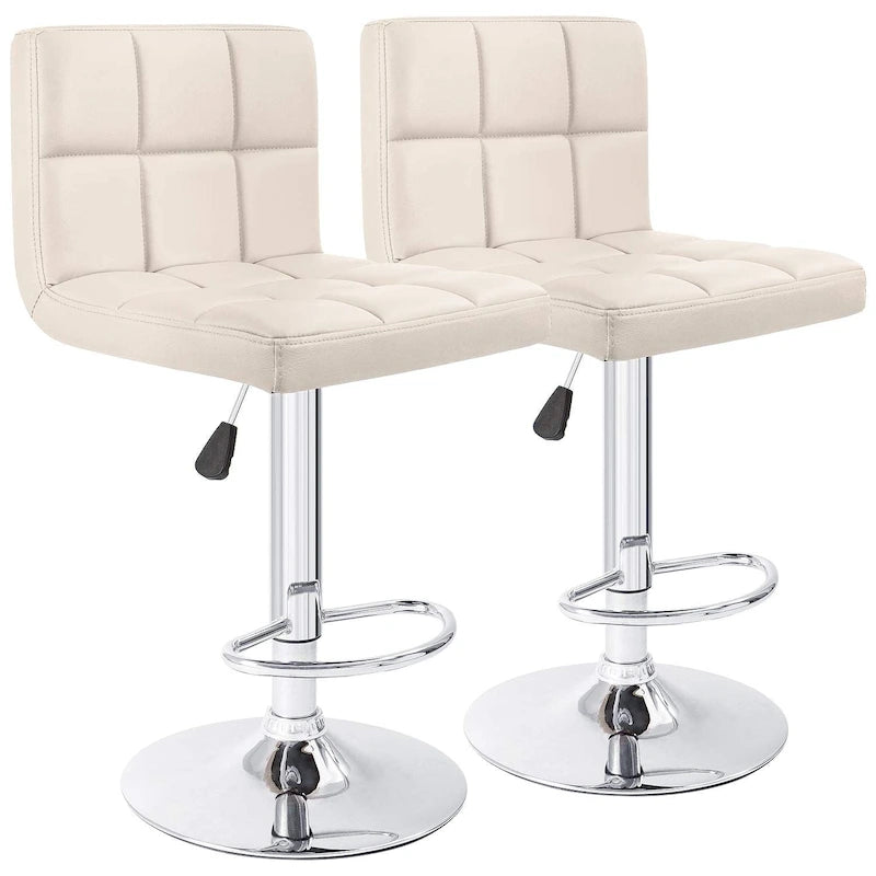 Lot de 2 tabourets de bar pivotants sans accoudoirs réglables en hauteur en cuir PU de plusieurs couleurs