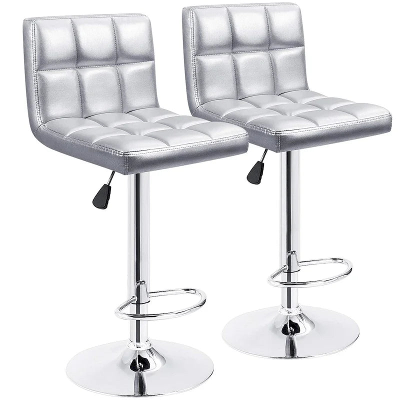 Lot de 2 tabourets de bar pivotants sans accoudoirs réglables en hauteur en cuir PU de plusieurs couleurs