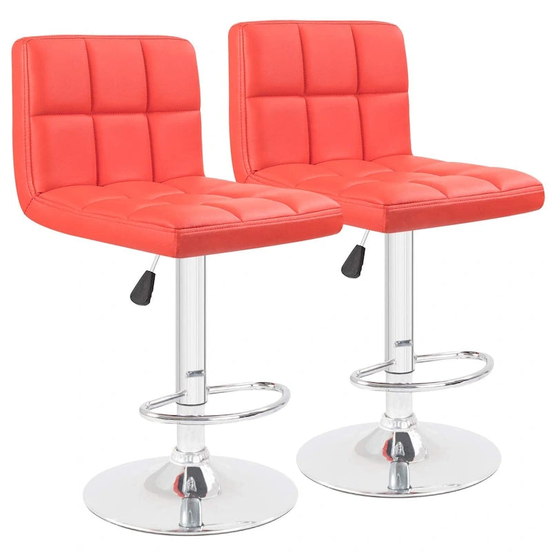 Lot de 2 tabourets de bar pivotants sans accoudoirs réglables en hauteur en cuir PU de plusieurs couleurs
