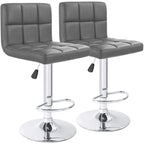 Lot de 2 tabourets de bar pivotants sans accoudoirs réglables en hauteur en cuir PU de plusieurs couleurs