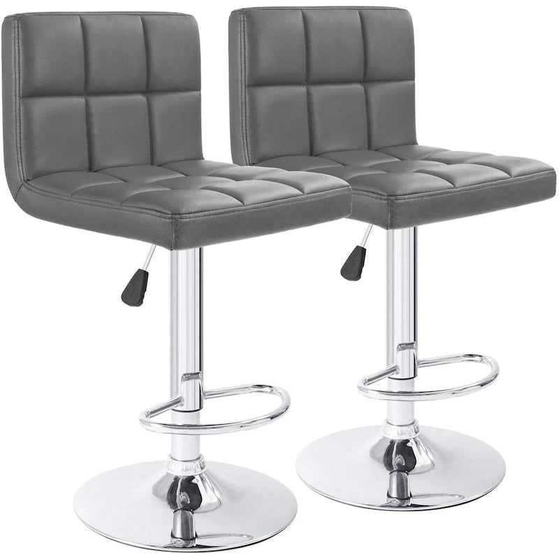 Lot de 2 tabourets de bar pivotants sans accoudoirs réglables en hauteur en cuir PU de plusieurs couleurs