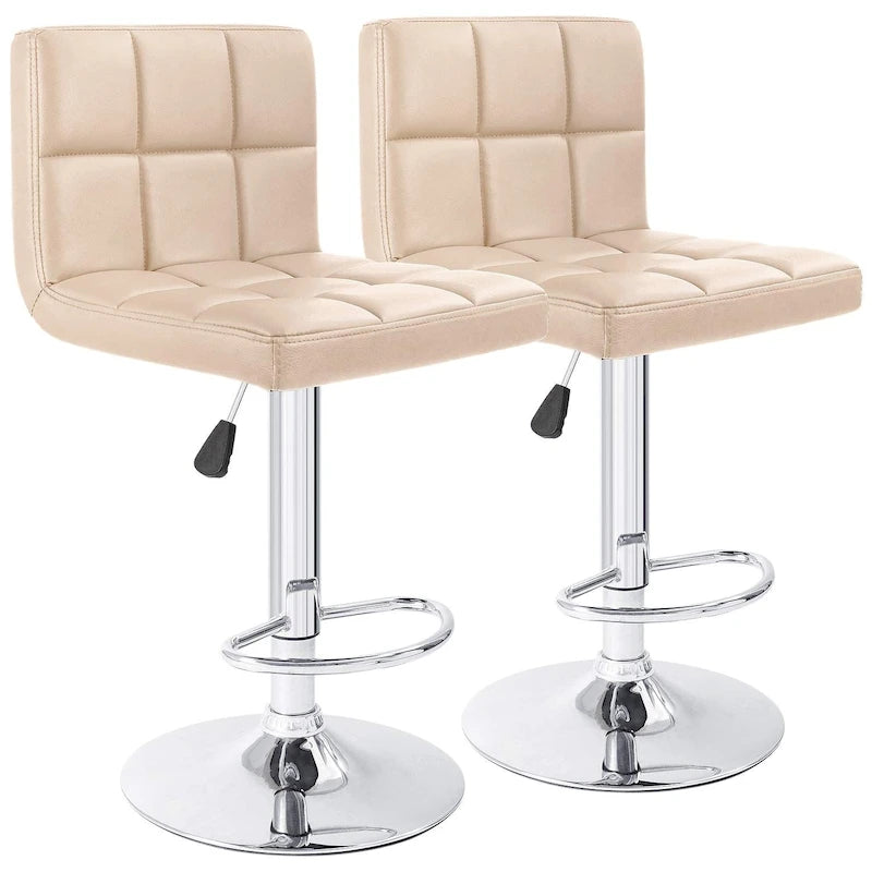 Lot de 2 tabourets de bar pivotants sans accoudoirs réglables en hauteur en cuir PU de plusieurs couleurs