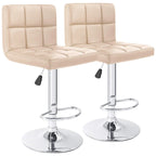 Lot de 2 tabourets de bar pivotants sans accoudoirs réglables en hauteur en cuir PU de plusieurs couleurs