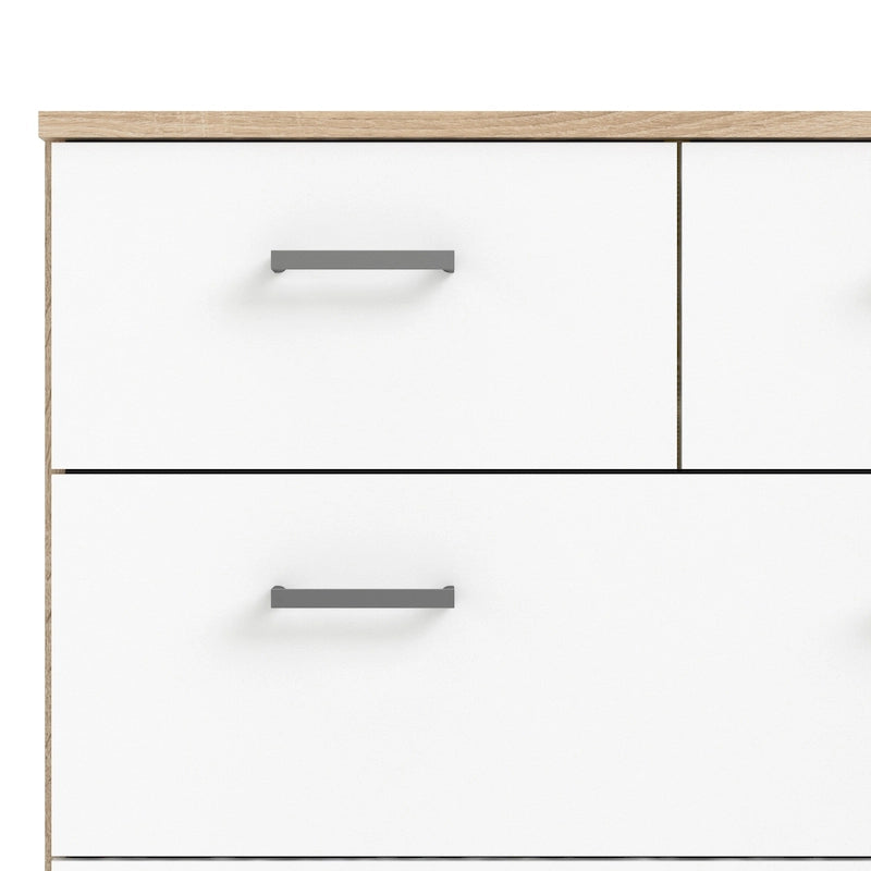 Commode double large scandinave Oak & White à 8 tiroirs avec finition en aluminium pour 1