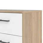 Commode double large scandinave Oak & White à 8 tiroirs avec finition en aluminium pour 1